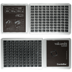 SILVER BARS ASSORTED WEIGHT - 100 GRAM VALCAMBI SILVER BAR COMBI