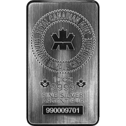 SILVER BARS 10 OZ - 10 OZ SILVER BAR ROYAL CANADIAN MINT