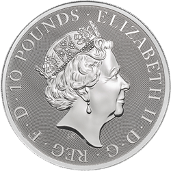 WORLD SILVER - 2018 10 OZ BRITISH SILVER QUEENS BEAST GRIFFIN