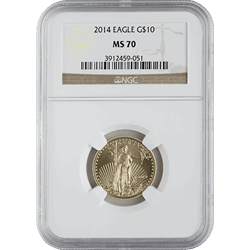 AMERICAN GOLD EAGLE NGC AND PCGS - 2014 1/4 OZ AMERICAN GOLD EAGLE NGC MS70