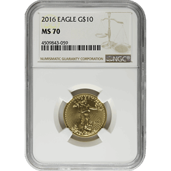 AMERICAN GOLD EAGLE NGC AND PCGS - 2016 1/4 OZ AMERICAN GOLD EAGLE NGC MS70