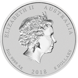 AUSTRALIAN SILVER - 2018 5 OZ PERTH SILVER DOG